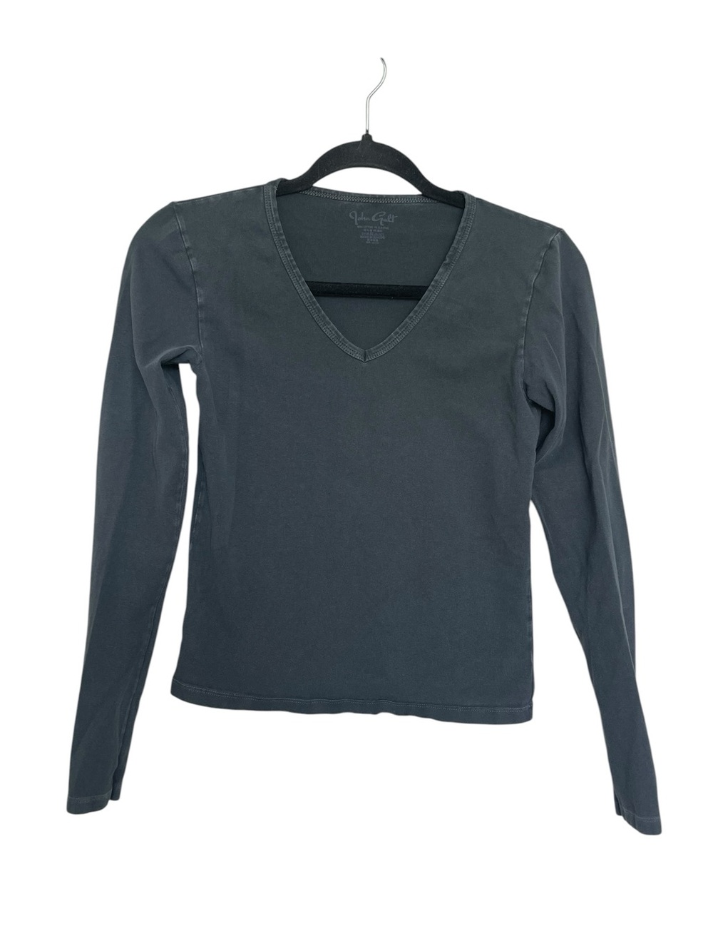 Brandy Melville Charcoal V-Neck Long Sleeve Top